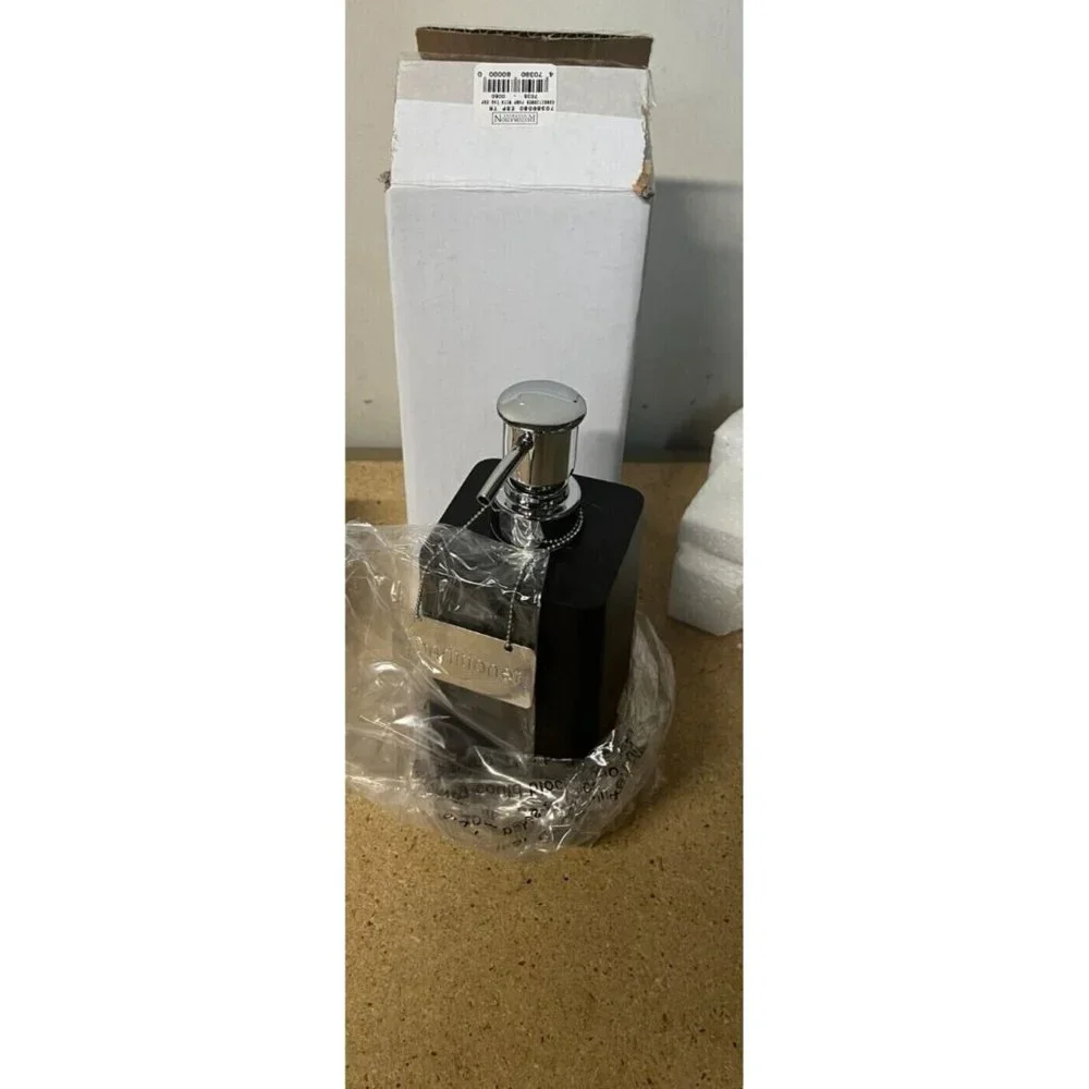 Restoration Hardware Resin Conditioner Soap Pump Dispenser 15 oz Espresso/Chrome